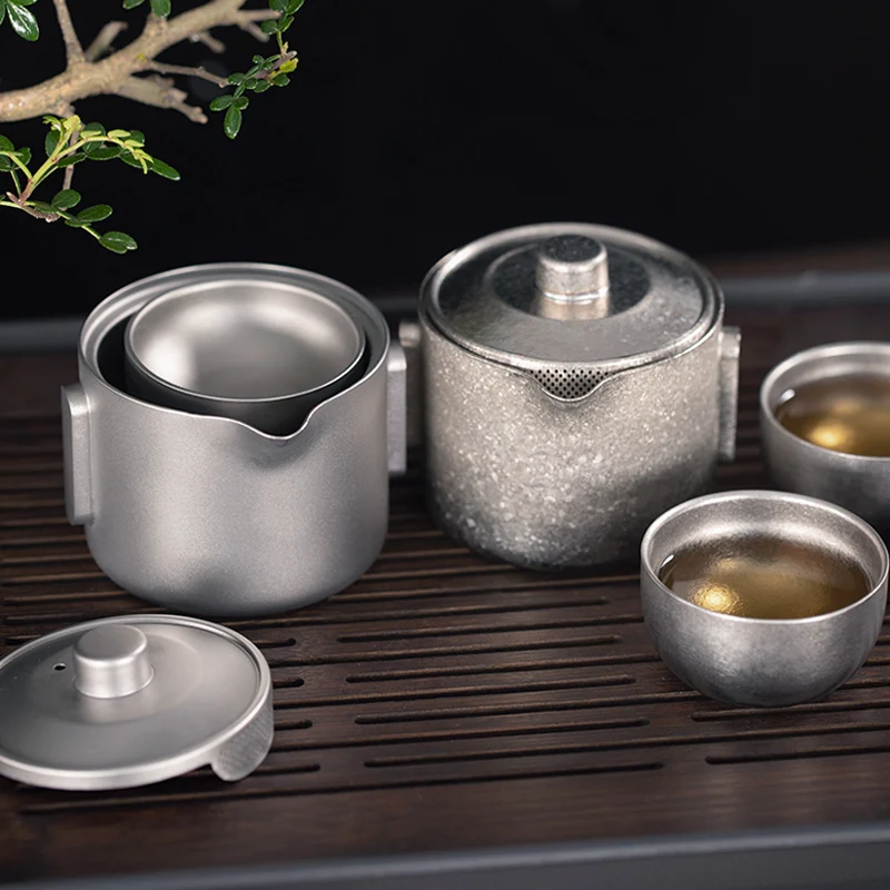 Portable Ultralight Tea maker Titanium Gai wan with infuser water Cup Teapot Set Camping tea infuser camping accessories