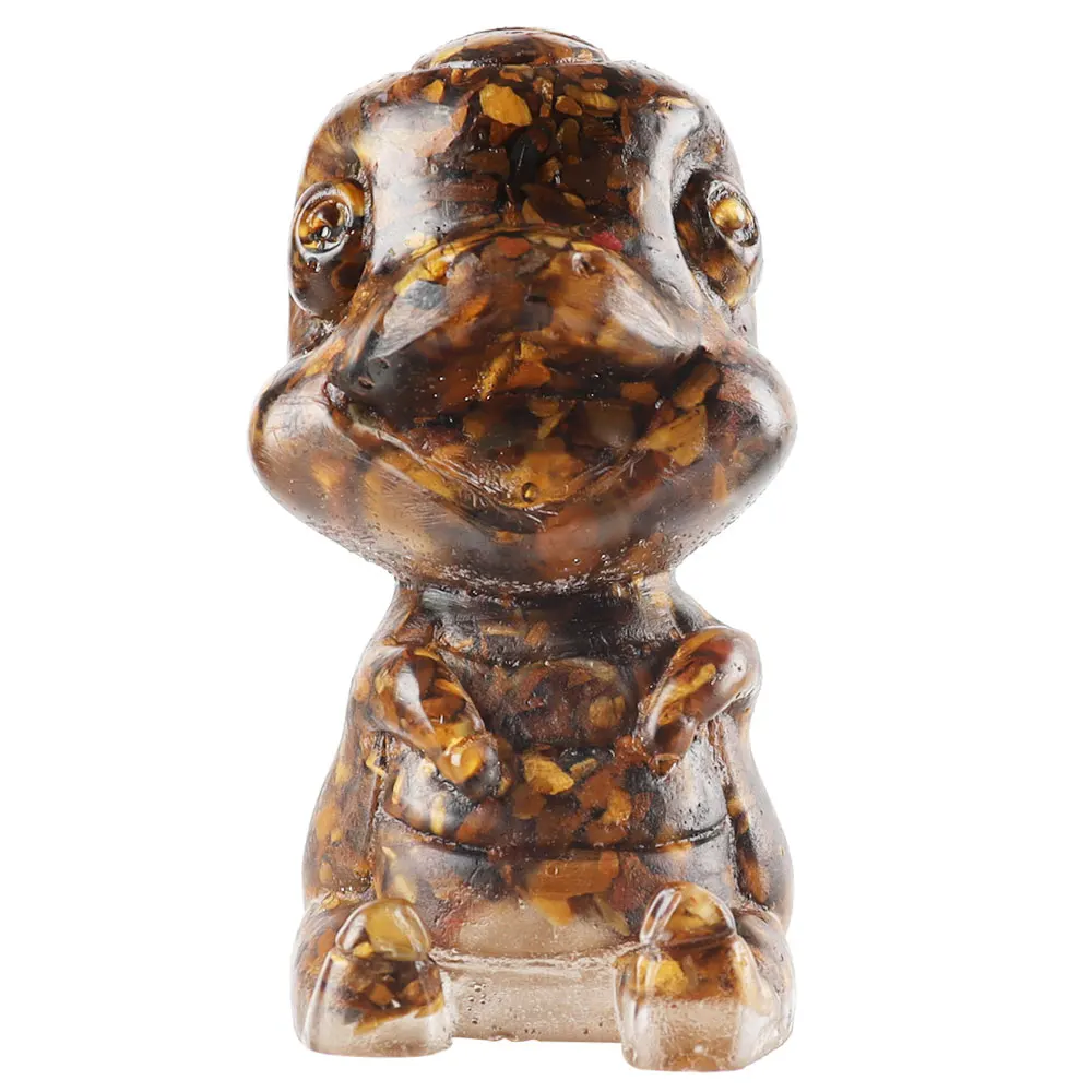 Natural Tiger Eye Crystal Infused Small Dinosaur Crystal Figurine Decor