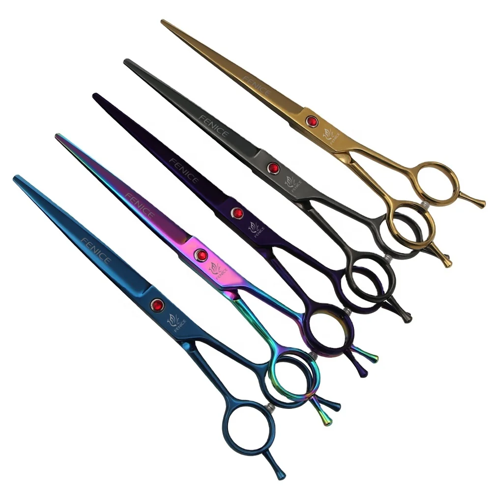 Professional Cutting Scissors Pet Grooming Shears for Dogs Cats Titanium Alloy Colorful 7 Inch