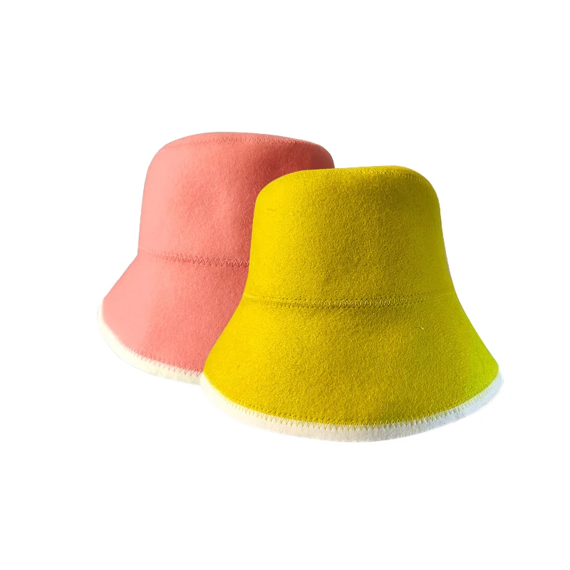 Colorful Russian 100% Wool Felt Red Blue Purple Custom Logo Thickened Heatproof Sweat Bucket Sauna Hat Cap for Steam Room
