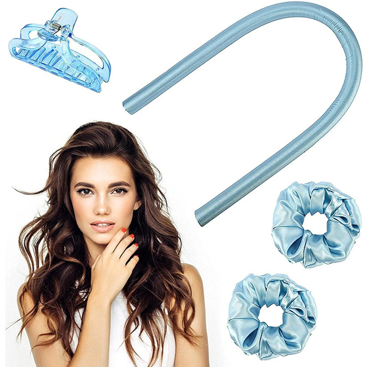 
2021 new Tiktok Lazy Artifact Wave Curler Curling Stick Hair Accessories Set Women Sleeping Curls No Heat Heatless Rod Headband 