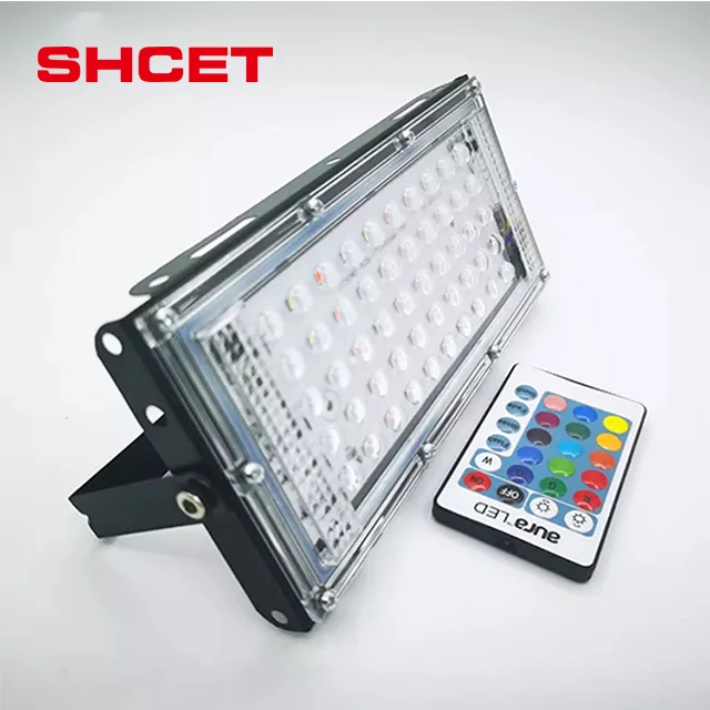 outdoor led flood light IP65 50w 100w 150W 200w 300W waterproof IP65 RGB With Remote Control Reflector spotlight AC 110v 220v