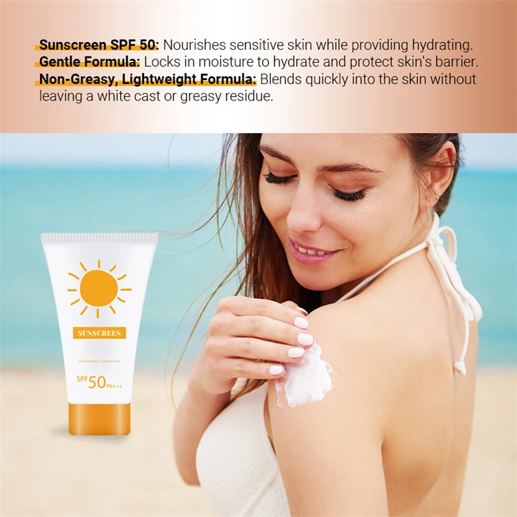 Custom Logo SPF 50 Skin Whitening Sun Protection Lotion Sunblock Moisturizing Facial Sunscreen