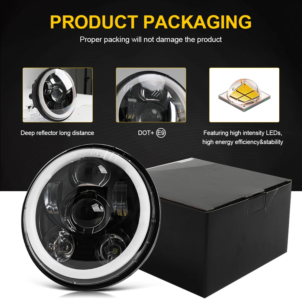 Wholesale Cheapest Front Driving Light 50W Halo Ring DRL Halo Ring 5 3/4 5.75 Inch Motorcycle H4 Led Headlight for Motorcycle