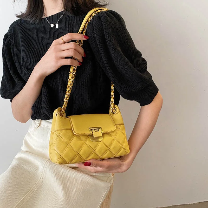 
Amazon trending products lovely Girl candy color shoulder women mini chain crossbody messenger bag 