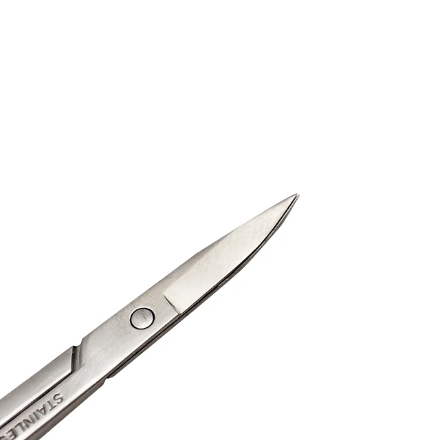 Custom logo Portable Thickness Trimming stainless steel Eyebrow Nose Hair Curved Manicure Scissors