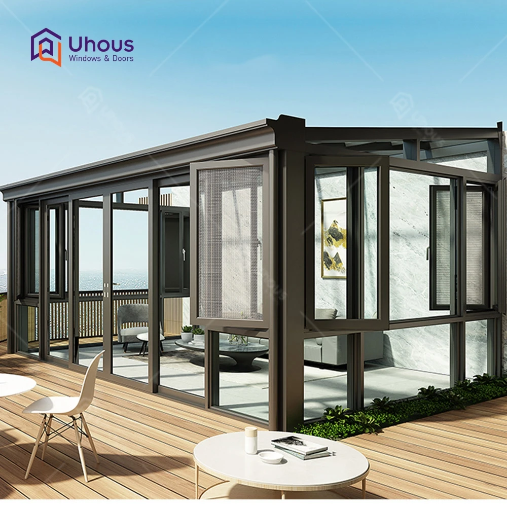 Индивидуальные Летний сад lowe стеклянный дом алюминиевая рама солярий двойное закаленное стекло застекленные террасы