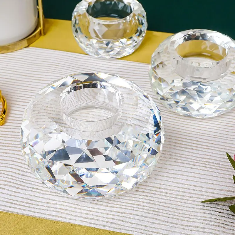 Pujiang Factory Wholesale Cheap Crystal Glass Candle Holder