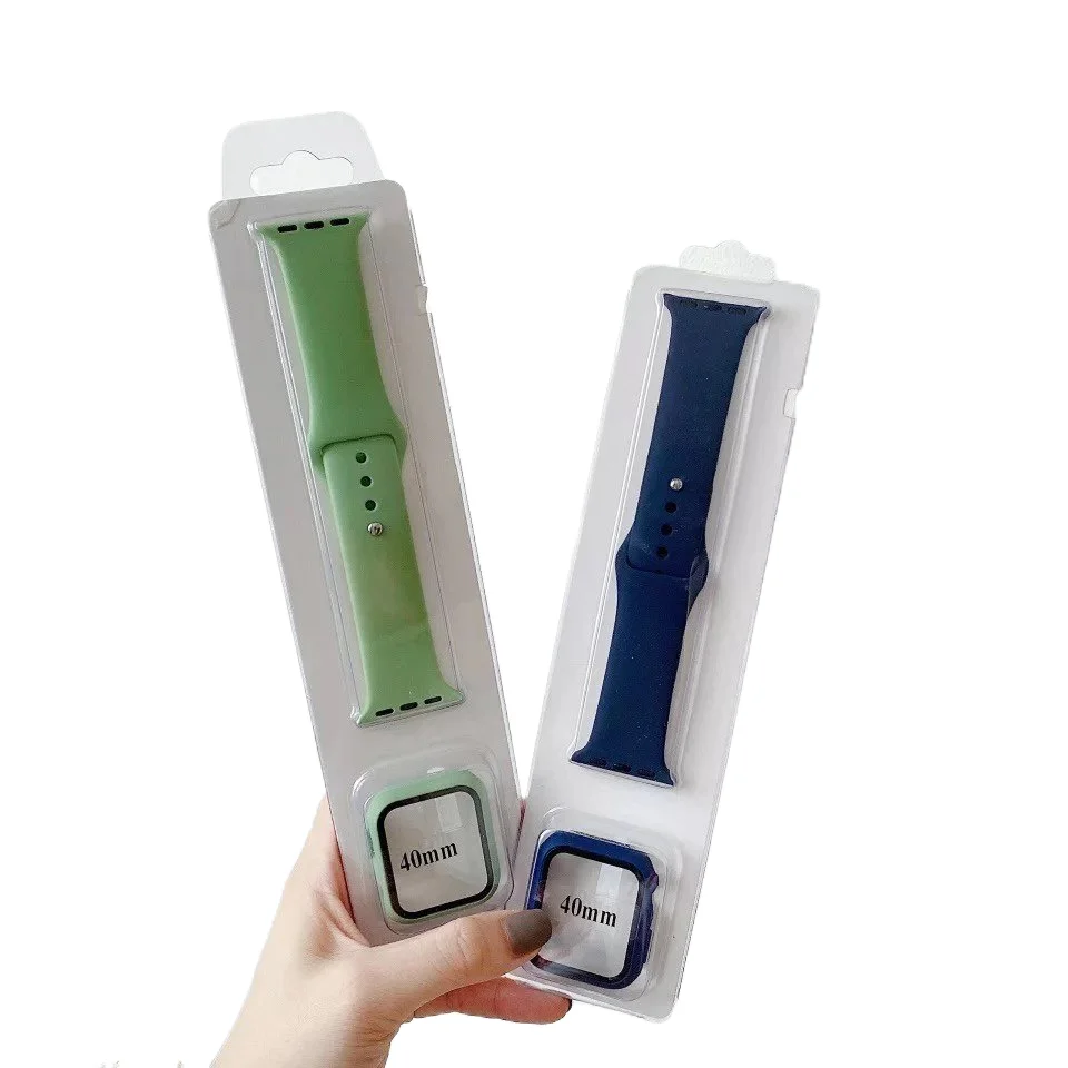 2 в 1 изготовленный на заказ розничный ящик силиконовый ремешок для часов с чехлом наручных apple watch