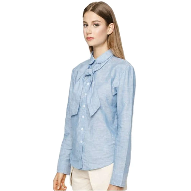 New Arrivals Women Shirts Casual Blouse Denim Top Ladies Long Sleeve Shirt 2020 Made in Vietnam