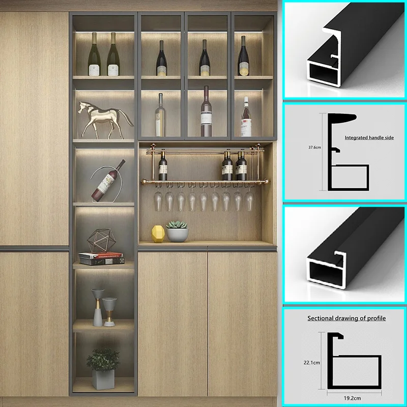 Best price anodized black brushed gold aluminium profiles for cabinets cupboard aluminum frame profile