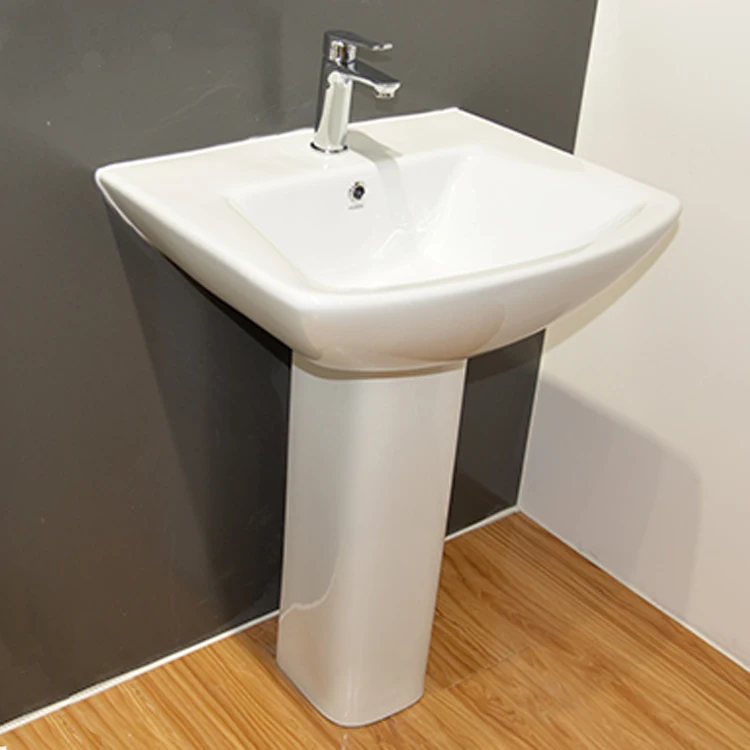HUIDA rectangle shape standing hand wash basin sinks with pedestal in good price