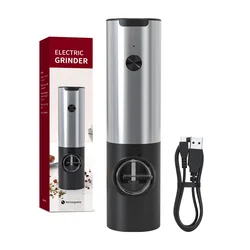 Stainless Steel Grinder Rechargeable Pepper Mill One Handed Operation Electric Salt and Pepper Mills with Light