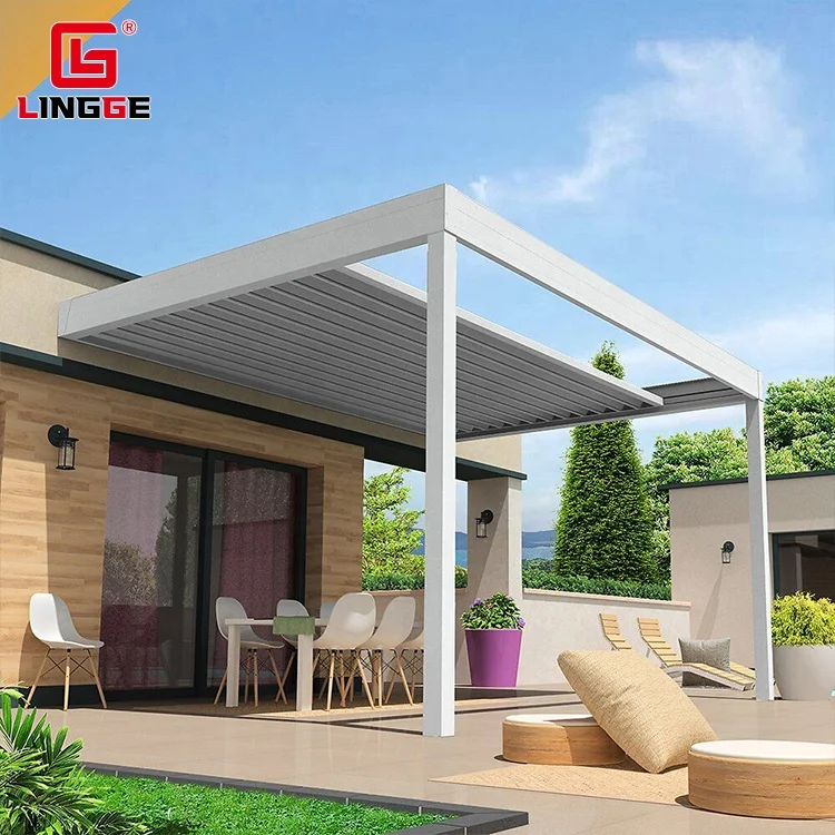 Motorized Aluminium Strong Durability Roofing Materials Retractable Pergola Customized Modern Aluminum Gazebos