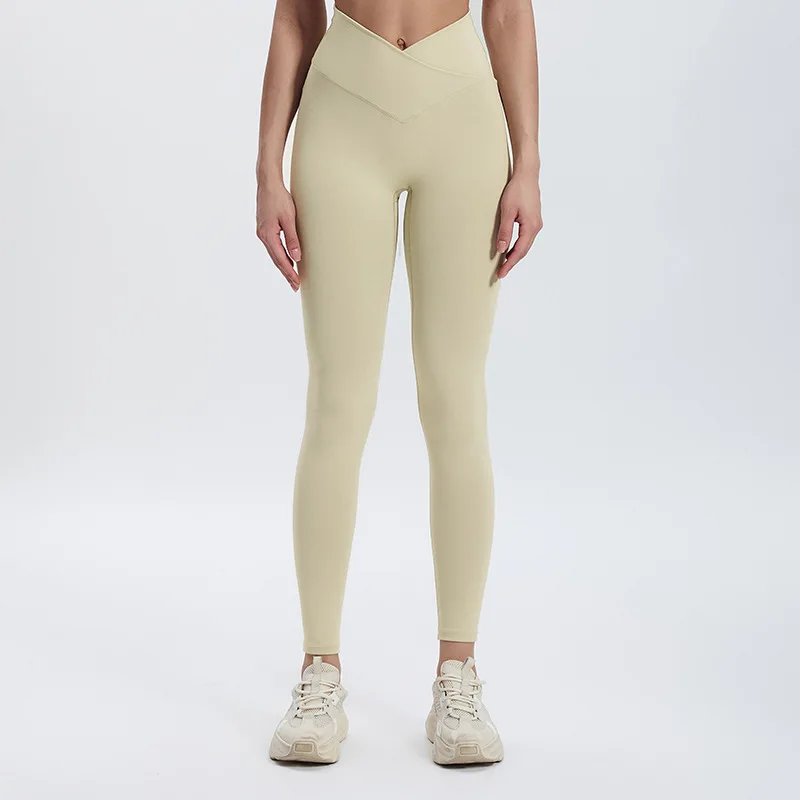 Crossover Waist Gym Tights Fitness 2024 New Yoga Leggings Women Tight Pants For Athletic