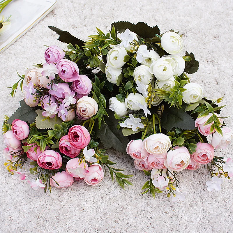 13 Heads Artificial Camellia Flowers Rose Peony Flowers Artificial For Home Decoration Decor Table Fa-ke Flowers Wedding Bouquet