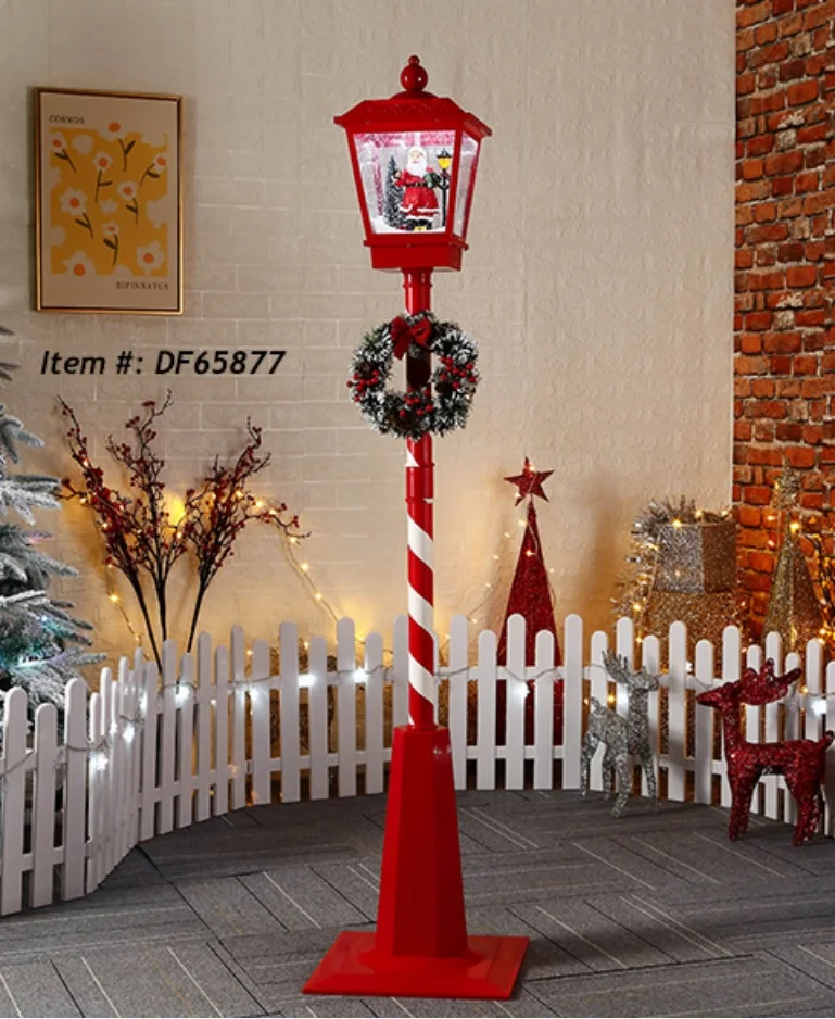 Porcelain Lighted House Christmas Village Christmas LED Lantern w Snowing Function & Music Handmade Snow Santa Claus Figurines