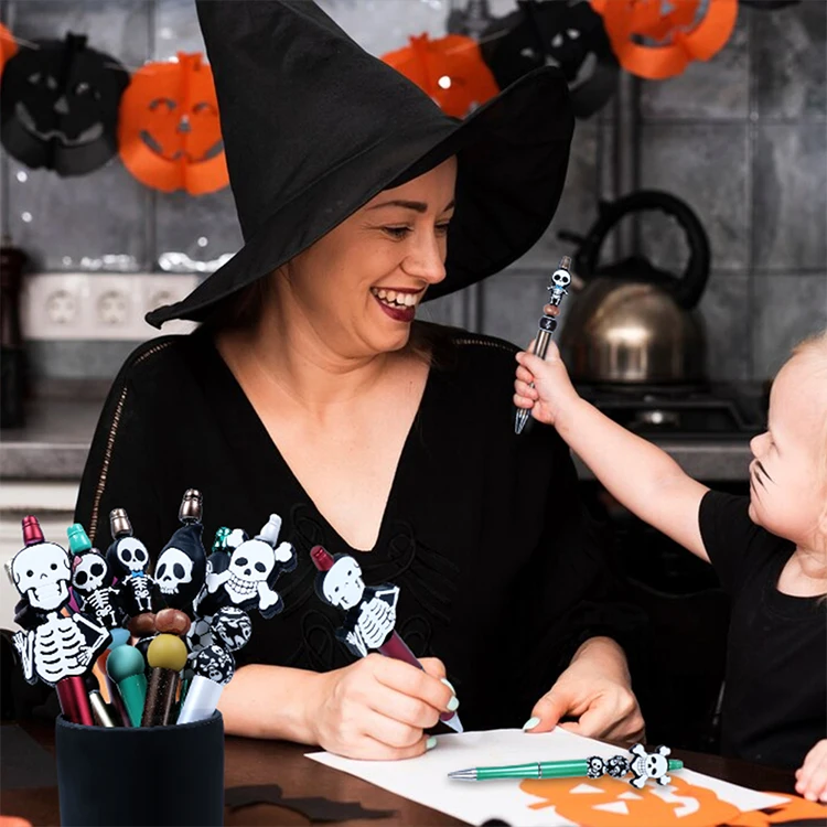 2024 New Products High Quality Bulk Luxury Designer Hallowmas Focal Beads Pens Beaded Horror Other Loose Focal Silicone Beads