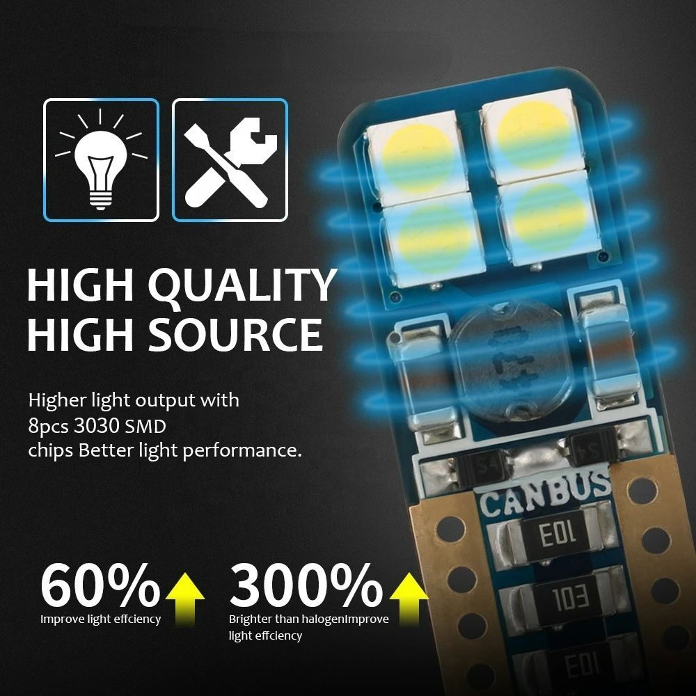 T10 3030 8smd canbus W5W 501 198 LED Car Side Wedge Parker Light