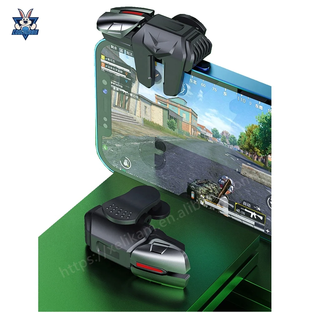 CoolRabbie Mobile Joystick PUBG Game Controller Cellphones Gamepad Free Fire Shooting Game L1R1 Trigges For PUGB Trigger