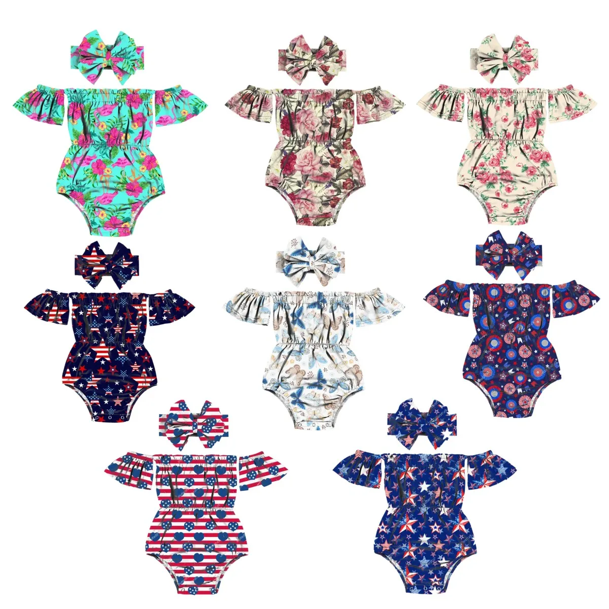 Летняя сублимационная ежемесячная одежда-комбинезон с фламинго короткие свитшоты оверсайз рукавами-фонариками детские комбинезоны