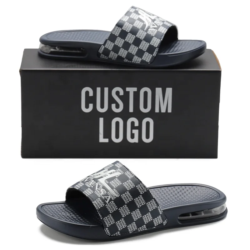 Henghao Custom Slides Sandal Beach Soft Flat Rubber Slides Slippers Arch Support Cushioning Massage Slides Slippers For Summer