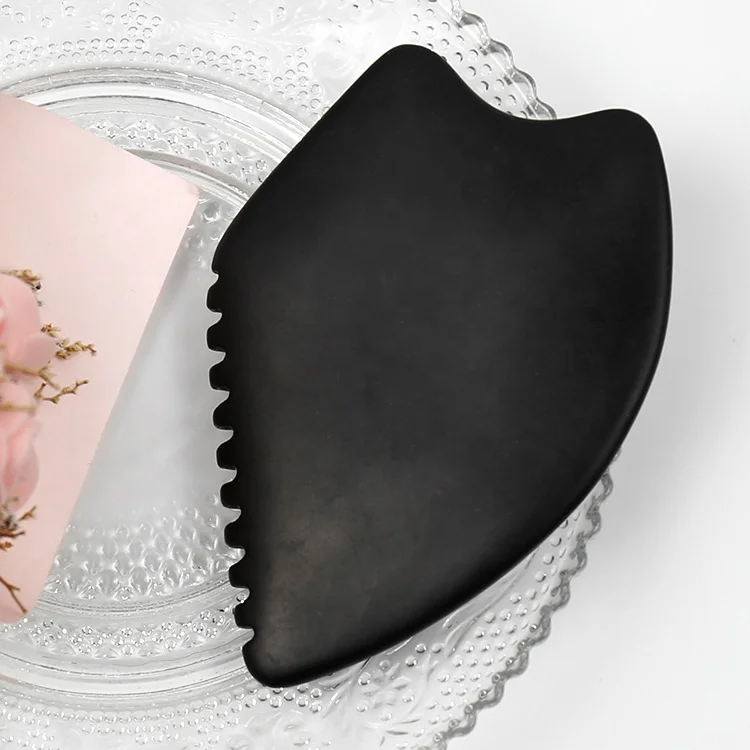 Black Obsidian Gua Sha Stone Custom Logo Various Guasha Scraping Tool Face Rituals Jade Gua Sha Comb Massage