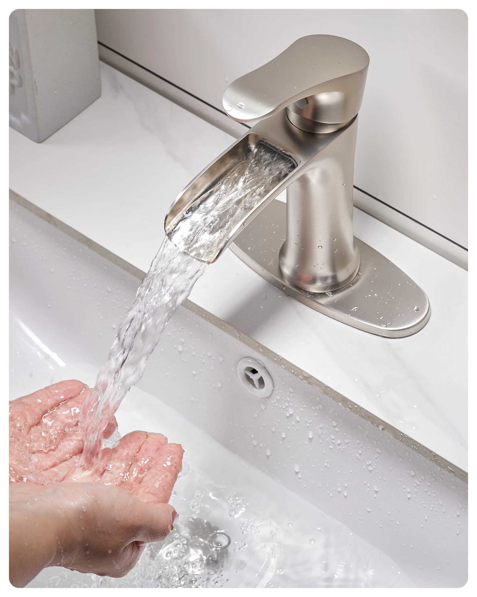 Waterfall bathroom faucet black single handle basin faucet brass black faucet with pop up drain