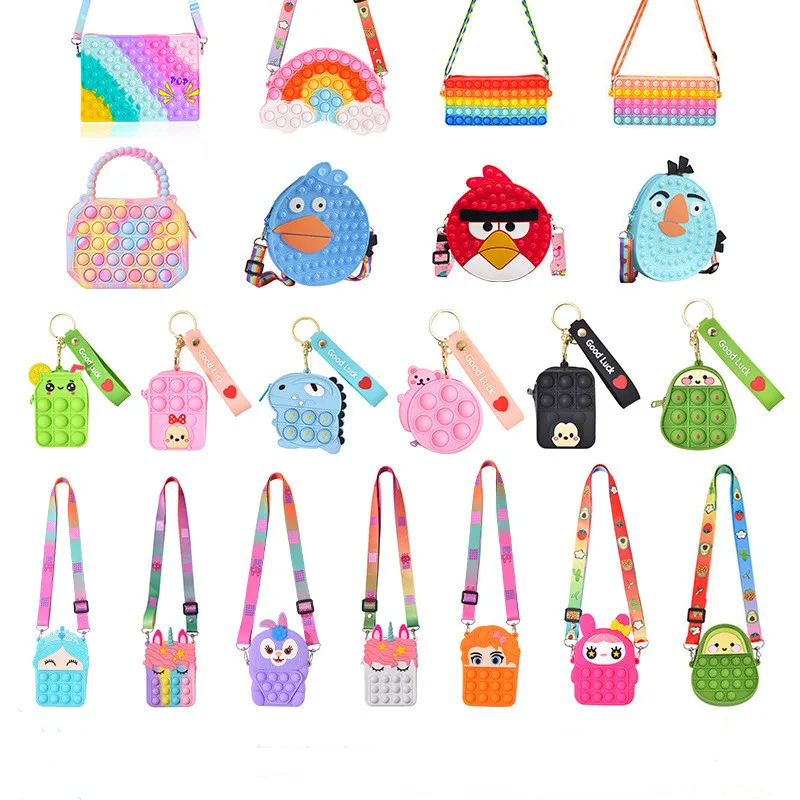 2022 mochila pop фиджет срыгивающая игрушка сумка Кошельки животные сенсорная Большой картухера сквидо панда рыба bluey