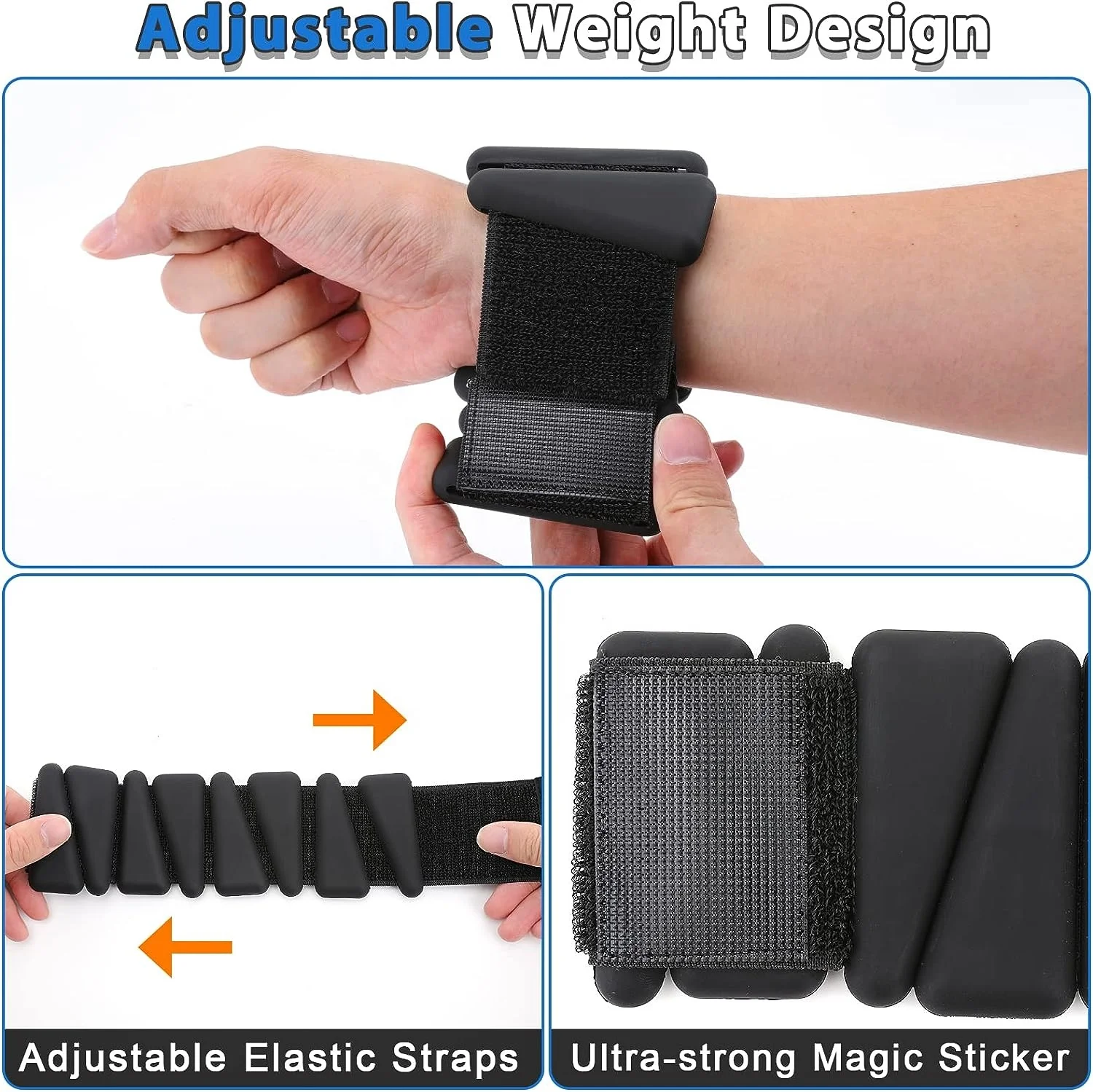Gym Fitness Heavy Black Ankle Weights Silicone Steel Wrist Weighted Bangle Free Weights Accessories for Yoga Pilates Studio