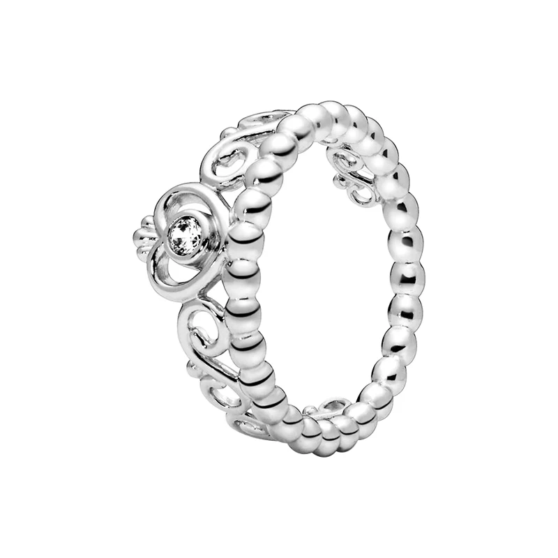 New 100% 925 Sterling Silver Original Rings Love Heart Princess Crown Hollow Shiny Ring Charm Pan Europe Women Jewelry Wholesale