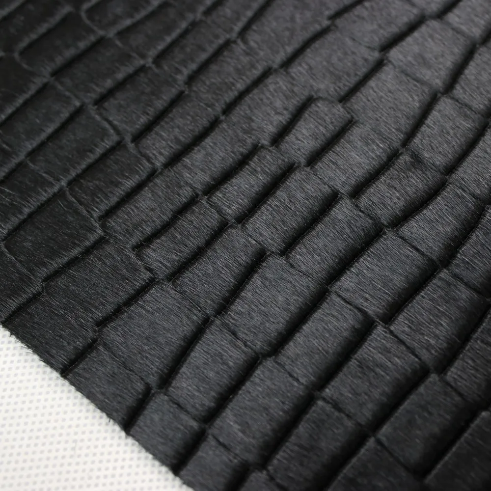 Manufacture custom-made original black cowhide hair real cow skin embossing leather