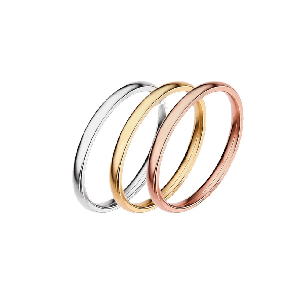 Оптовая продажа, простое обручальное кольцо из нержавеющей стали, ювелирные изделия, глянцевые стальные, золотые, розовые, золотые, бриллиантовые парные кольца