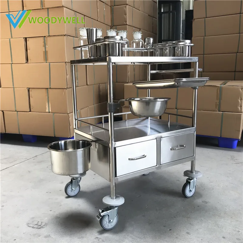 Medical drug trolley factory wholesale low price stainless steel medical nurse trolley