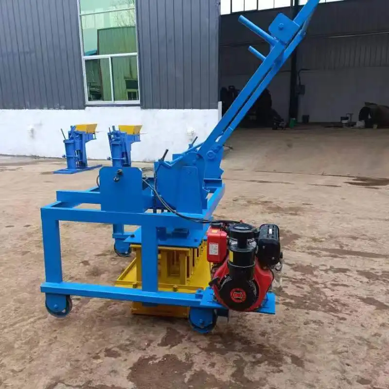 JUYOUMECH Movable Mobile Diesel Engine Egg Laying Concrete Hollow Block Making Machine with wheels