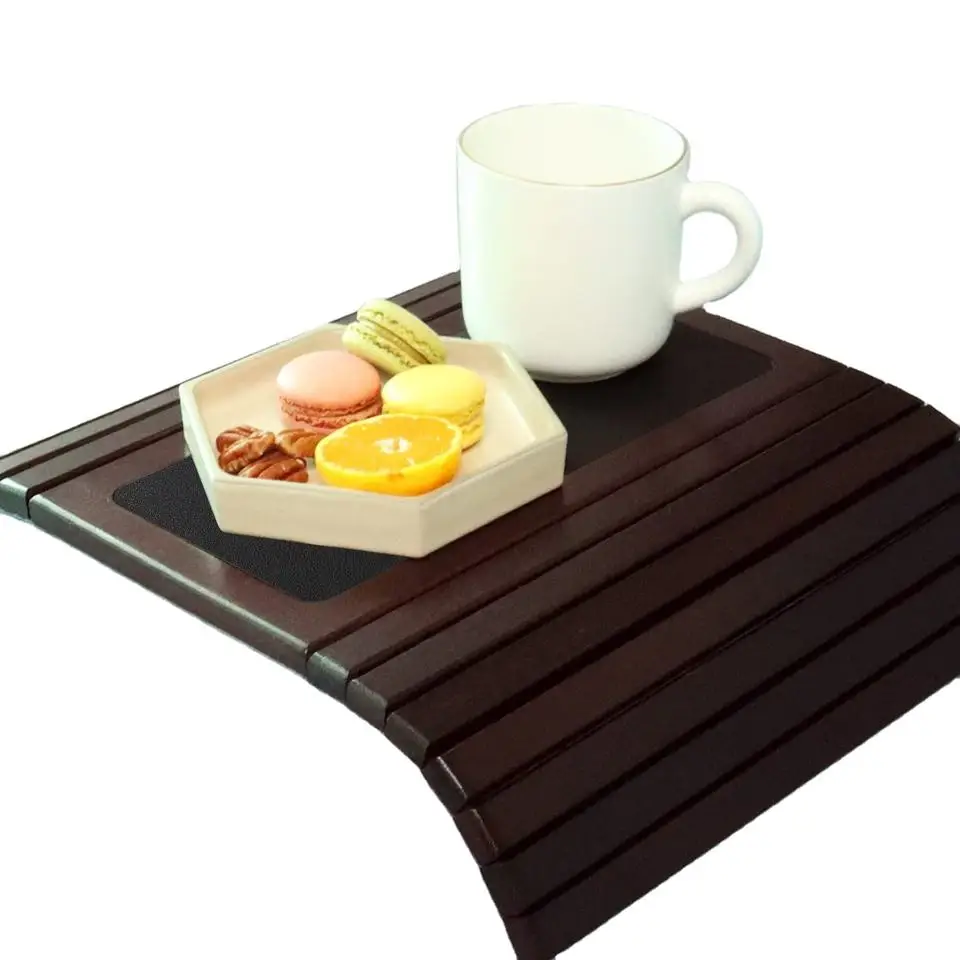Bamboo sofa arm tray, small TV side table collapsible sofa cup holder tray, drink coasters and remote control box