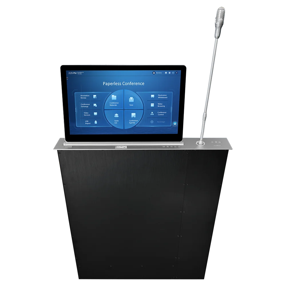 Waterproof Paperless Conference System 17.3 Inch HD Touch Screen hidden lcd electric monitor lift with microphone