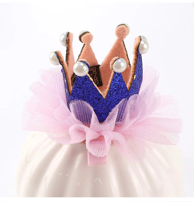 Go Party Baby Girls Tiara Hairpin Lace Glitter Crown Pearl Princess Hair Clip For Kids Headwear Turban Newborn Party Accessories