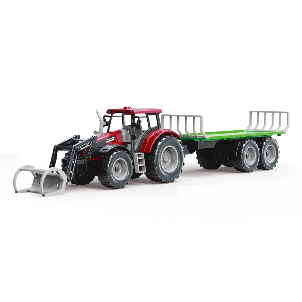 Simulation Friction Power Farmer Car Model Farm Toys Tractor Plastic With Trailer