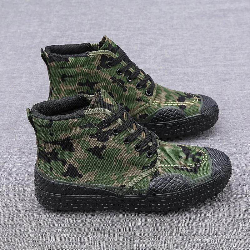 High Top China Factory Cheep Training Work Shoes Agriculture Field Camouflage Black Shoes