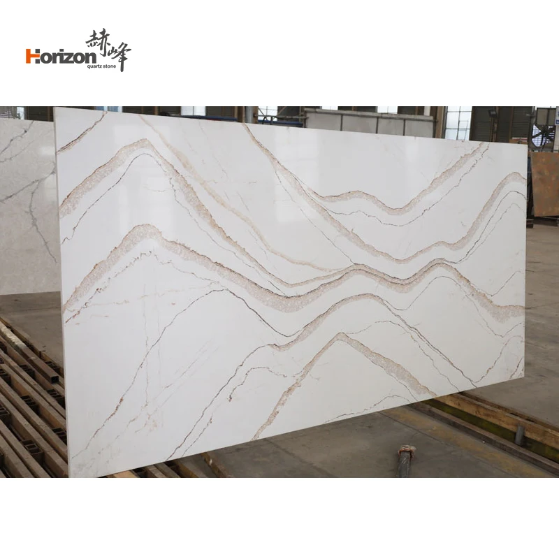 Customized Engineered Calacatta Quartz Countertops Quartz Stone Slabs Artificial Quartz Slab