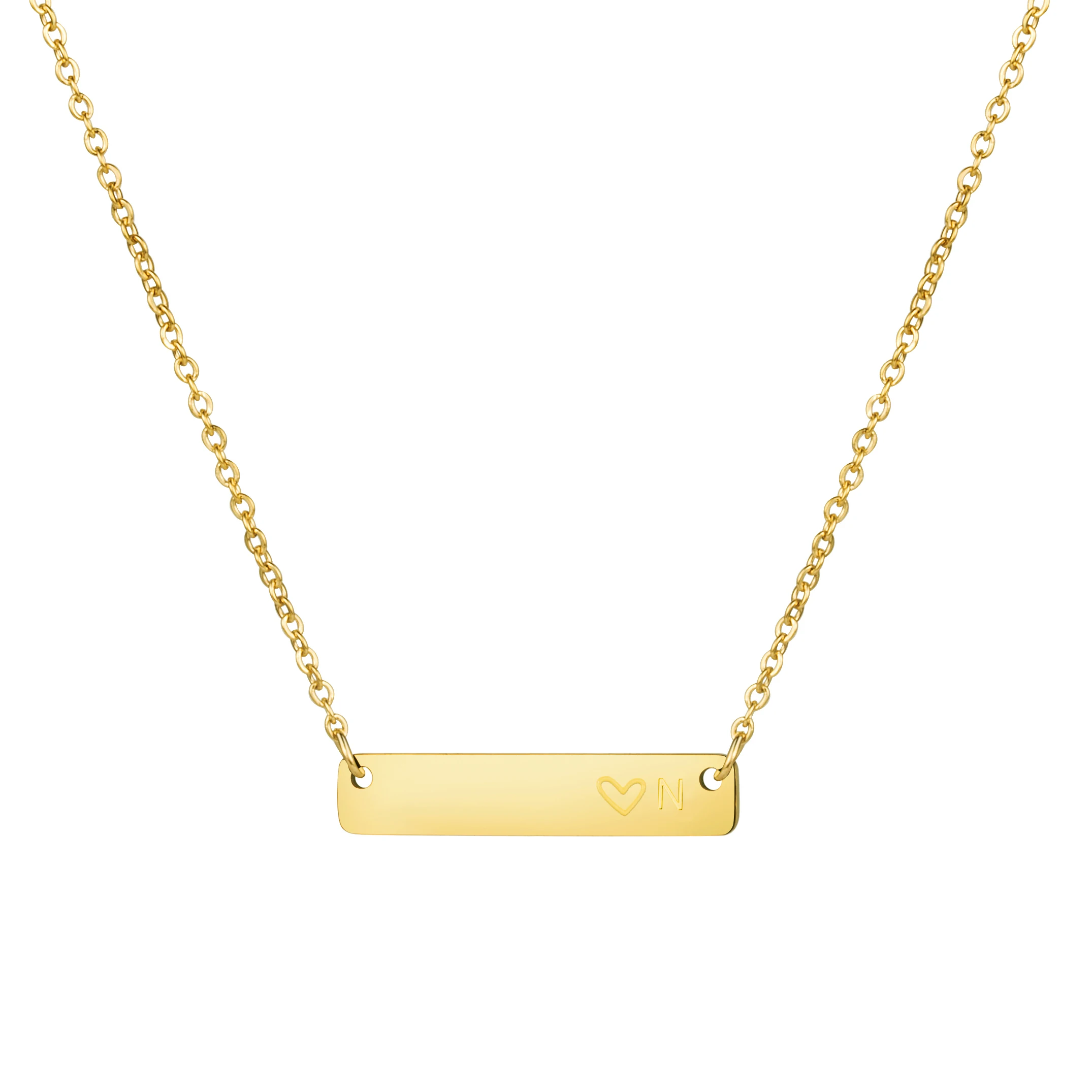 In Stock 18k Gold 316L Stainless Steel Pendant Necklace Charm Jewelry Gold Plated Bar Pendant Necklace