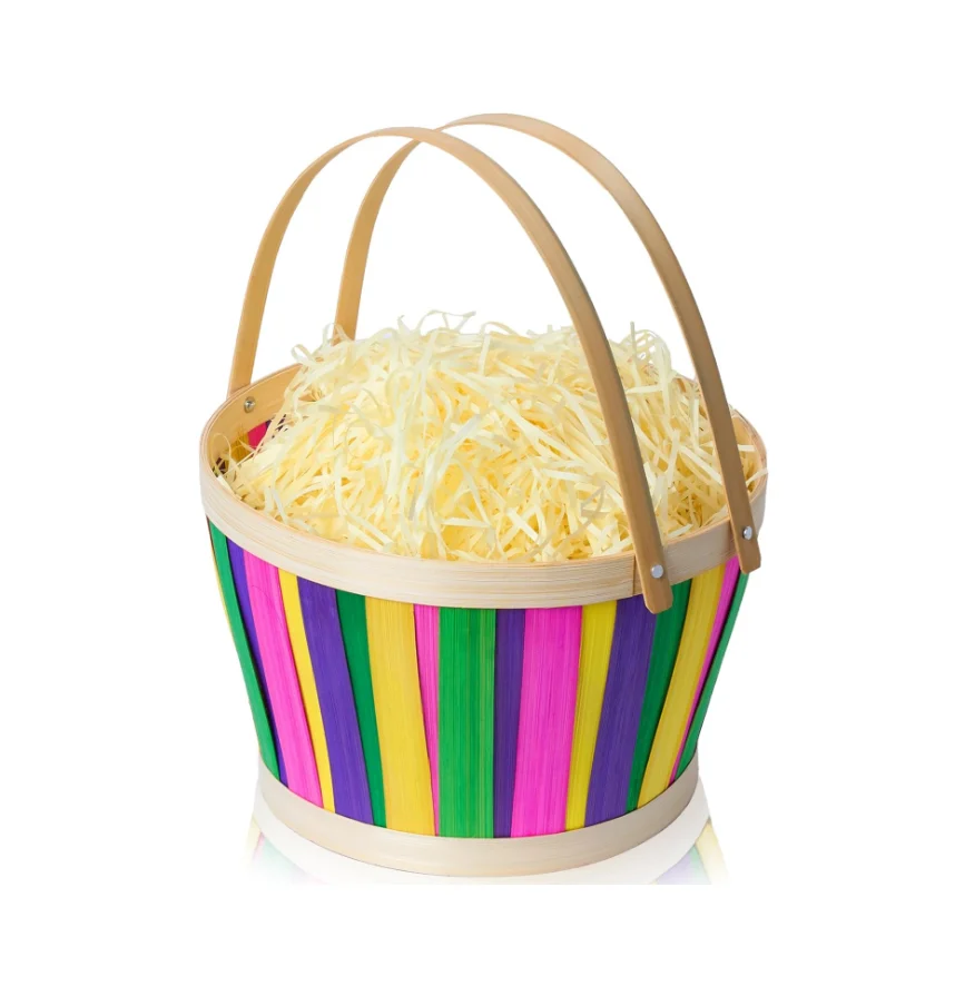 Easter Empty Gift Basket with Folding Handles for Easter Egg Hunt Kids Party Treats & Picnic Made from Rattan