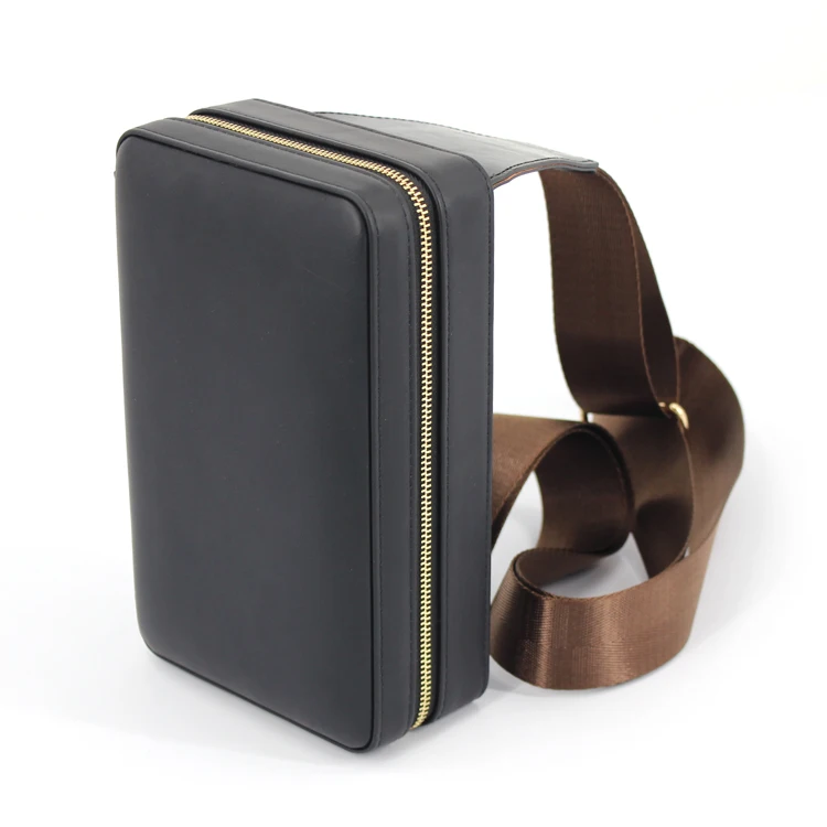 wholesale modern small  travel portable solid cigar box bag cedar leather  cigar case humidor