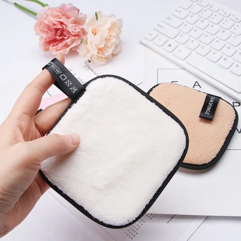 
Private Label Wholesale Custom Square shape Reusable Facial Makeup Remover Sponge Cleaning Pad Lazy Water face Cleansing puff 