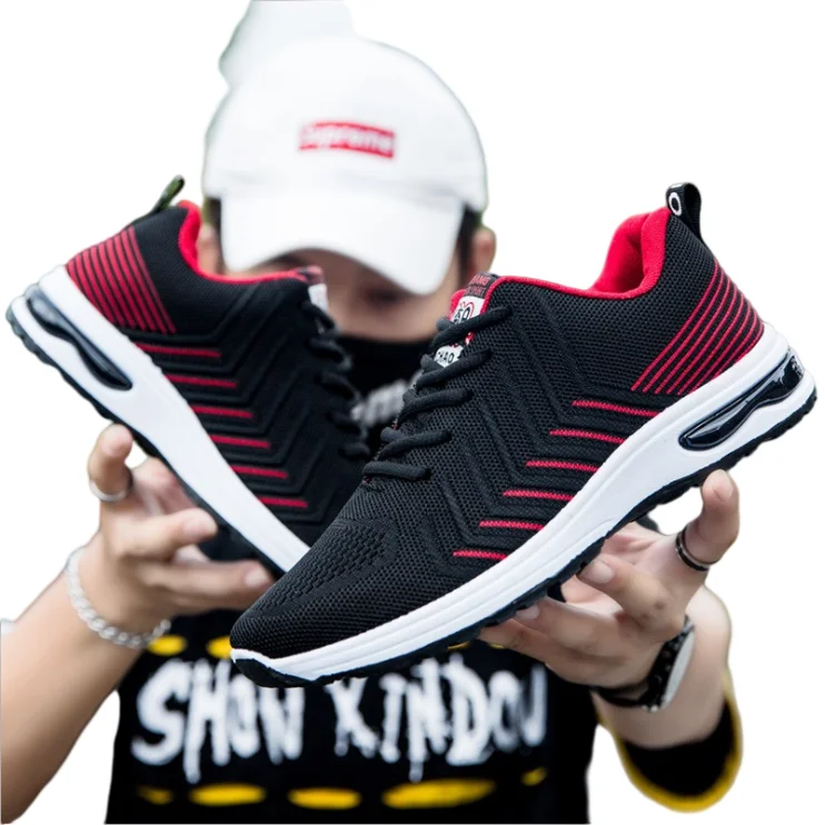 2021 Wholesale Light Sneakers Casual Fashion Sports Running Men Black Lace-up Comfortable Shoes