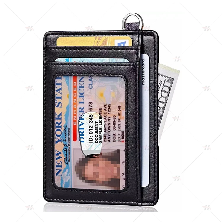 Slim Minimalist RFID Blocking Key Ring Front Pocket Leather Men Wallet Credit Card Holder