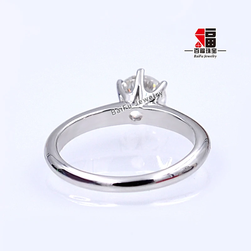 Baifu Jewelry 1CT classic 6 claw moissanite 18K gold ring
