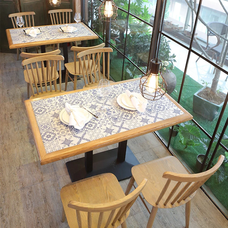 
modern restaurant marble stone small dining table set solid wood chair french dining table 