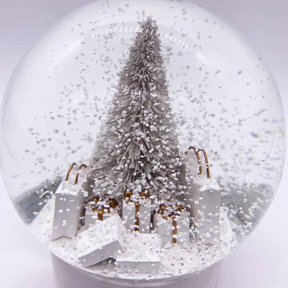 100MM pine tree + gift bag water polo with music resin mold crystal ball stand decoration holder